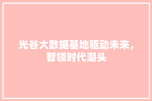 光谷大数据基地驱动未来，智领时代潮头  第1张