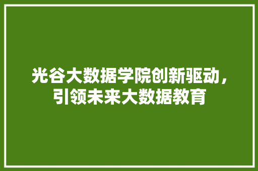 光谷大数据学院创新驱动，引领未来大数据教育