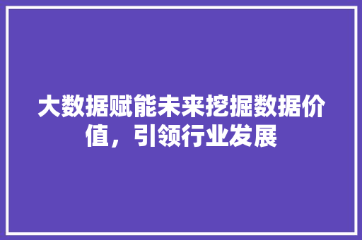 大数据赋能未来挖掘数据价值，引领行业发展  第1张