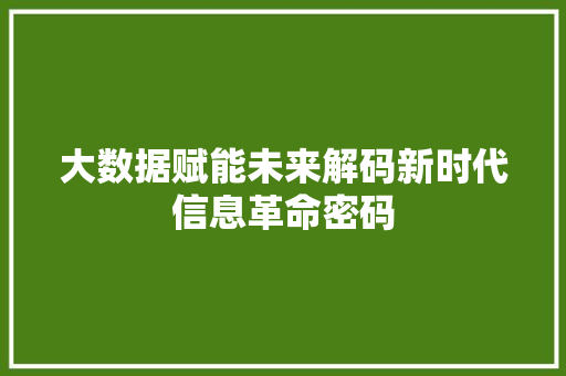 大数据赋能未来解码新时代信息革命密码  第1张