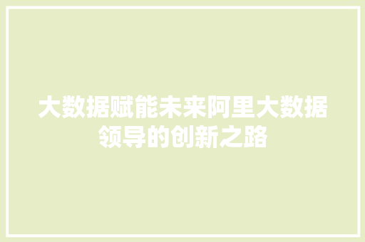 大数据赋能未来阿里大数据领导的创新之路  第1张