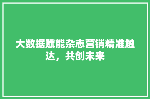 大数据赋能杂志营销精准触达，共创未来