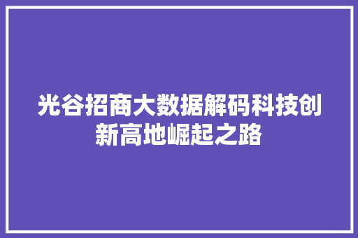 光谷招商大数据解码科技创新高地崛起之路