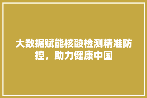 大数据赋能核酸检测精准防控，助力健康中国  第1张