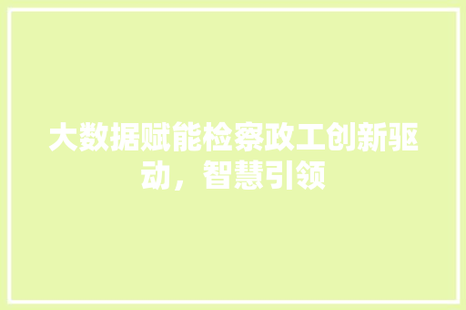 大数据赋能检察政工创新驱动，智慧引领  第1张