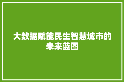 大数据赋能民生智慧城市的未来蓝图