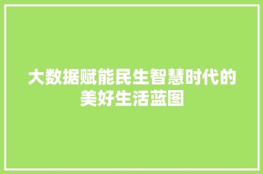 大数据赋能民生智慧时代的美好生活蓝图  第1张