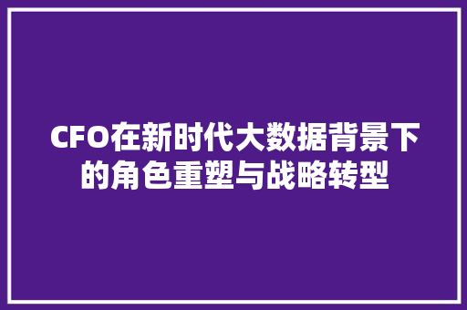 CFO在新时代大数据背景下的角色重塑与战略转型