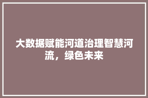 大数据赋能河道治理智慧河流，绿色未来  第1张