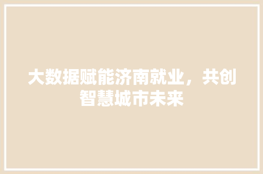 大数据赋能济南就业，共创智慧城市未来
