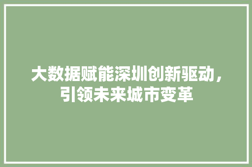 大数据赋能深圳创新驱动，引领未来城市变革  第1张