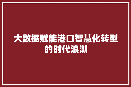 大数据赋能港口智慧化转型的时代浪潮  第1张