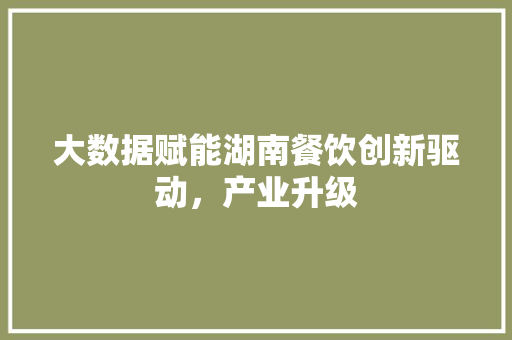 大数据赋能湖南餐饮创新驱动，产业升级  第1张