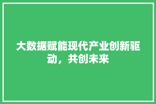 大数据赋能现代产业创新驱动，共创未来  第1张