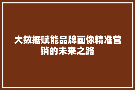 大数据赋能品牌画像精准营销的未来之路  第1张