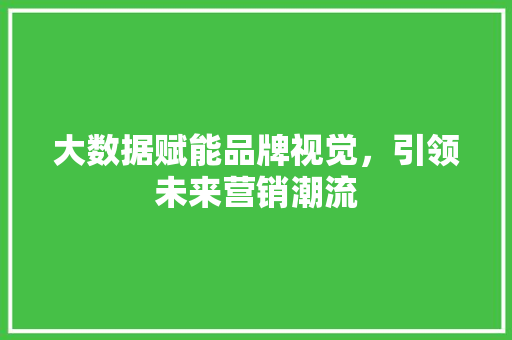 大数据赋能品牌视觉，引领未来营销潮流