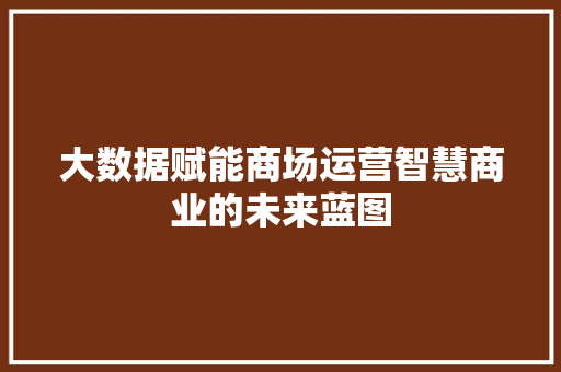 大数据赋能商场运营智慧商业的未来蓝图
