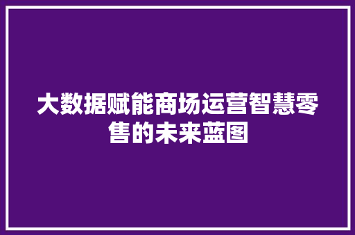 大数据赋能商场运营智慧零售的未来蓝图