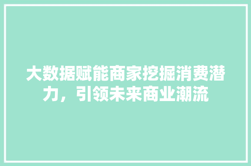 大数据赋能商家挖掘消费潜力，引领未来商业潮流  第1张