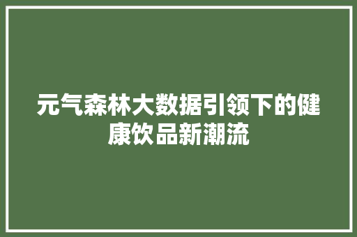 元气森林大数据引领下的健康饮品新潮流