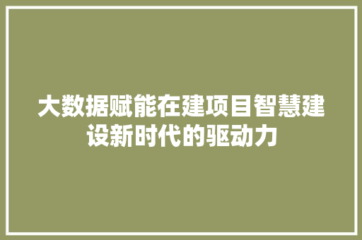 大数据赋能在建项目智慧建设新时代的驱动力  第1张