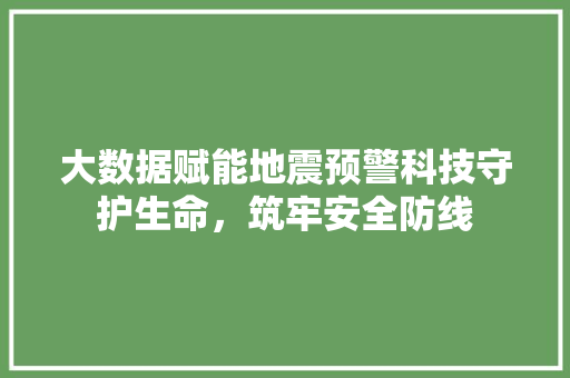大数据赋能地震预警科技守护生命，筑牢安全防线