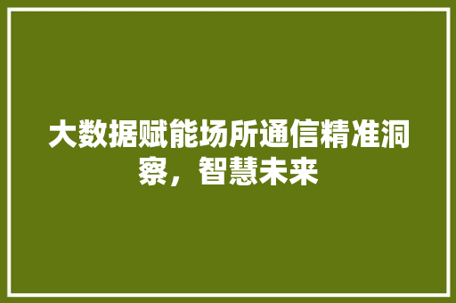 大数据赋能场所通信精准洞察，智慧未来  第1张
