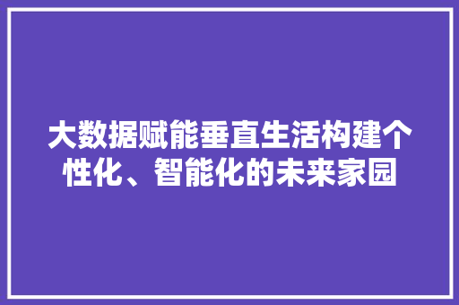 大数据赋能垂直生活构建个性化、智能化的未来家园  第1张