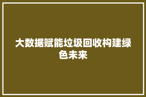 大数据赋能垃圾回收构建绿色未来