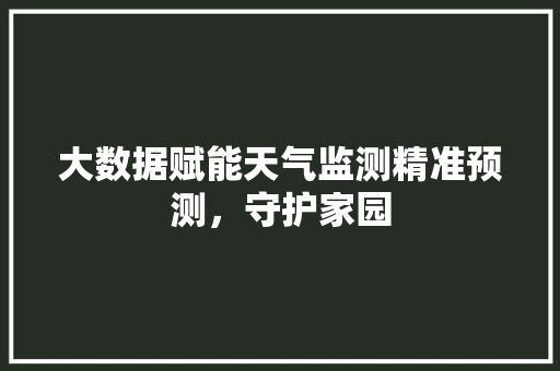大数据赋能天气监测精准预测，守护家园