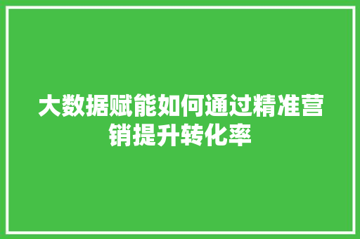 大数据赋能如何通过精准营销提升转化率  第1张