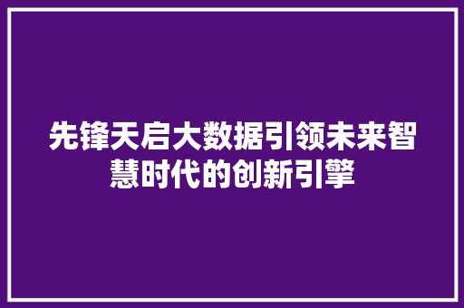 先锋天启大数据引领未来智慧时代的创新引擎