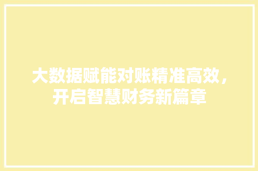 大数据赋能对账精准高效，开启智慧财务新篇章