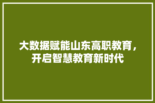 大数据赋能山东高职教育，开启智慧教育新时代  第1张
