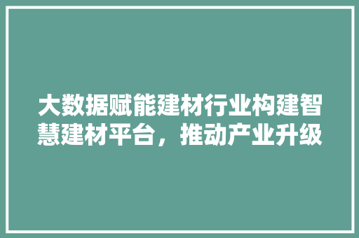 大数据赋能建材行业构建智慧建材平台，推动产业升级  第1张