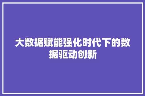 大数据赋能强化时代下的数据驱动创新  第1张