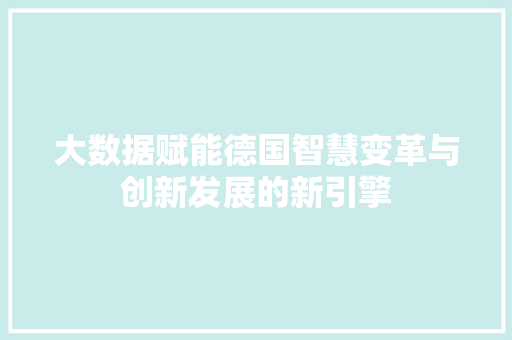 大数据赋能德国智慧变革与创新发展的新引擎  第1张