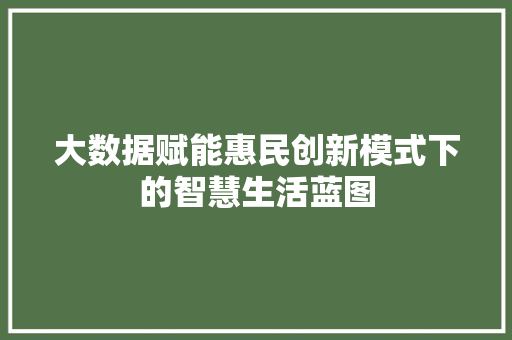 大数据赋能惠民创新模式下的智慧生活蓝图  第1张