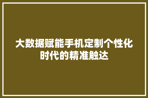 大数据赋能手机定制个性化时代的精准触达  第1张