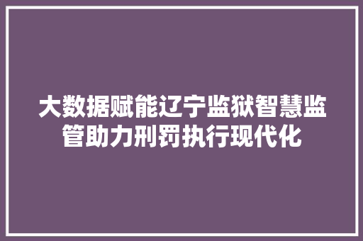 大数据赋能辽宁监狱智慧监管助力刑罚执行现代化