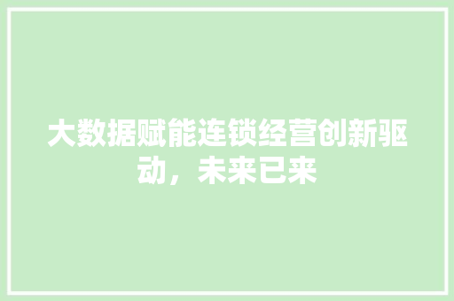 大数据赋能连锁经营创新驱动，未来已来  第1张