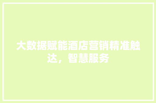 大数据赋能酒店营销精准触达，智慧服务  第1张
