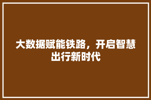 大数据赋能铁路，开启智慧出行新时代  第1张