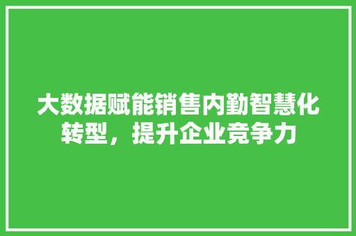 大数据赋能销售内勤智慧化转型，提升企业竞争力