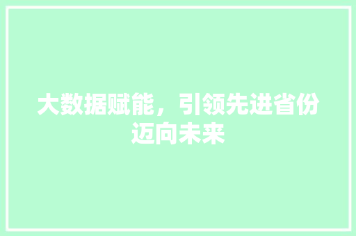大数据赋能，引领先进省份迈向未来  第1张