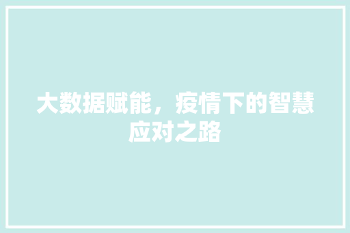 大数据赋能，疫情下的智慧应对之路  第1张
