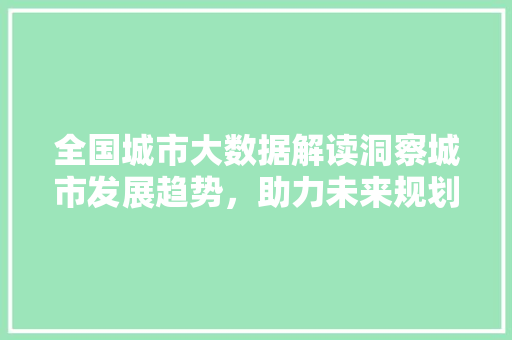 全国城市大数据解读洞察城市发展趋势，助力未来规划  第1张