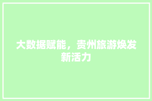 大数据赋能，贵州旅游焕发新活力  第1张