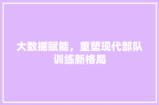 大数据赋能，重塑现代部队训练新格局