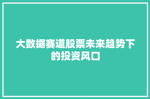 大数据赛道股票未来趋势下的投资风口  第1张
